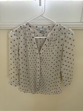 H&M Ivory Blouse with Navy Floral Motif